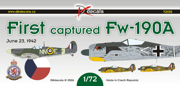 DK Decals 72155 1:72 First captured Focke-Wulf Fw-190A