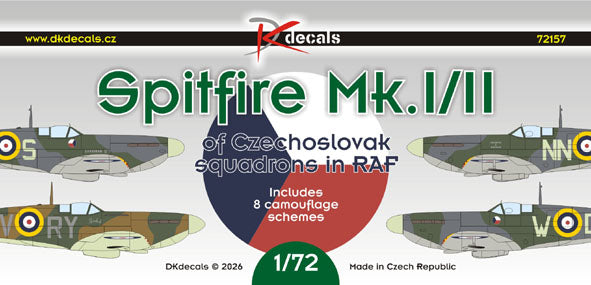 DK Decals 72157 1:72 Supermarine Spitfire Mk.I/Mk.II of Czechoslovak squadrons in RAF