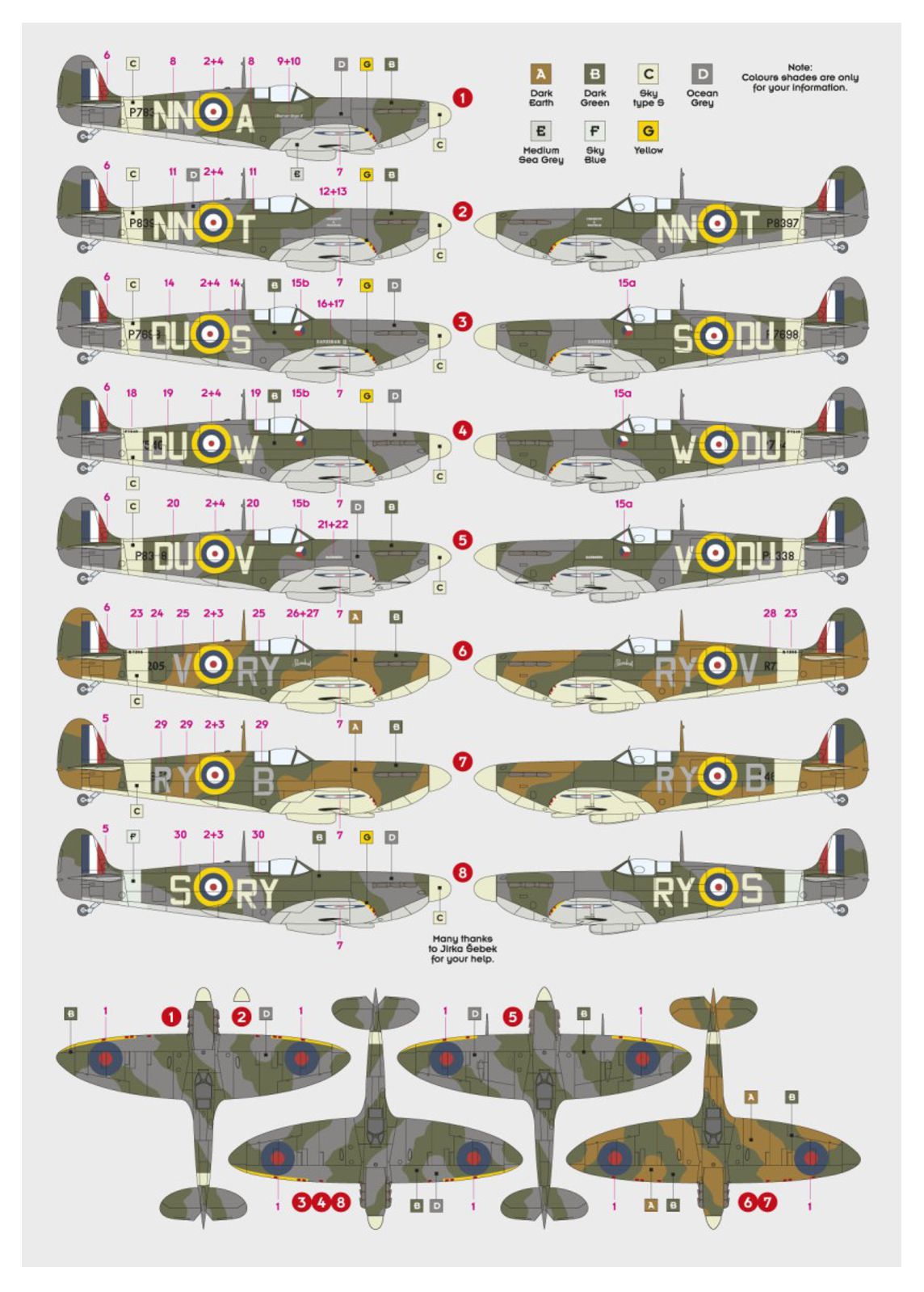 DK Decals 72157 1:72 Supermarine Spitfire Mk.I/Mk.II of Czechoslovak squadrons in RAF