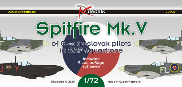 DK Decals 72158 1:72 Supermarine Spitfire Mk.V of Czechoslovak pilots in RAF squadrons