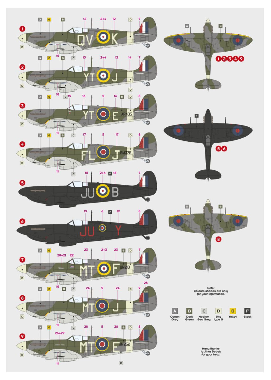 DK Decals 72158 1:72 Supermarine Spitfire Mk.V of Czechoslovak pilots in RAF squadrons