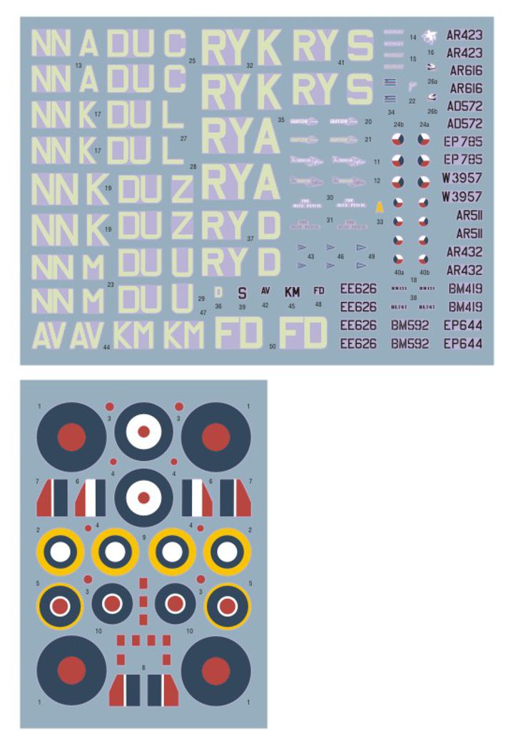 DK Decals 72159 1:72 Supermarine Spitfire Mk.V of Czechoslovak squadrons in RAF