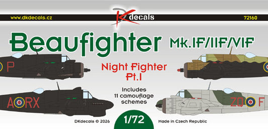DK Decals 72160 1:72 Bristol Beaufighter NF Pt.1