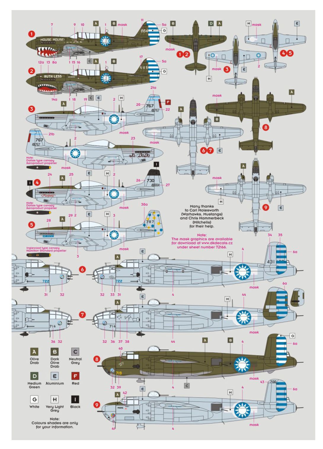 DK Decals 72166 1:72 CACW planes
