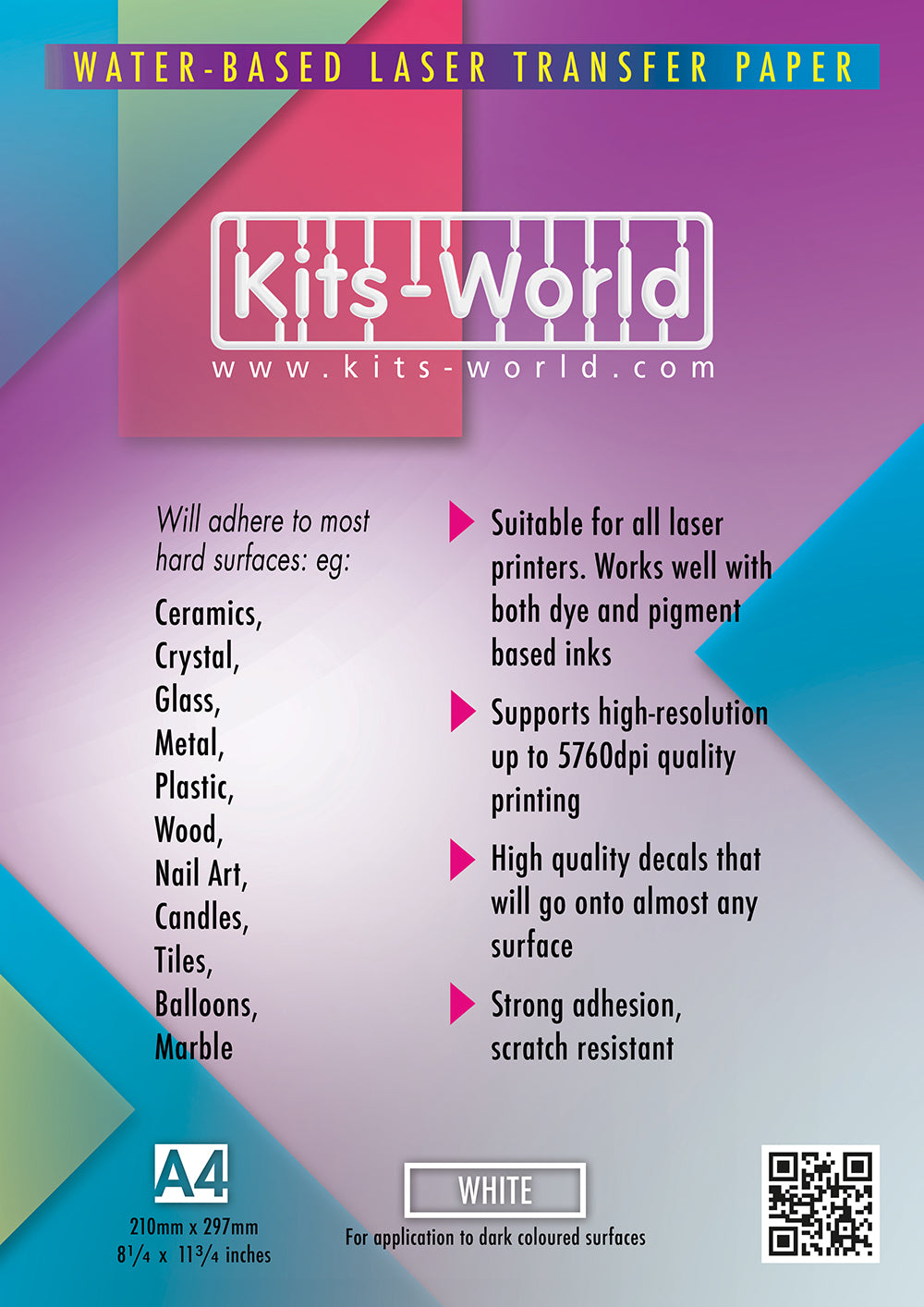 Kits-World DLW001 LASER White Decal Paper x 1 Sheet