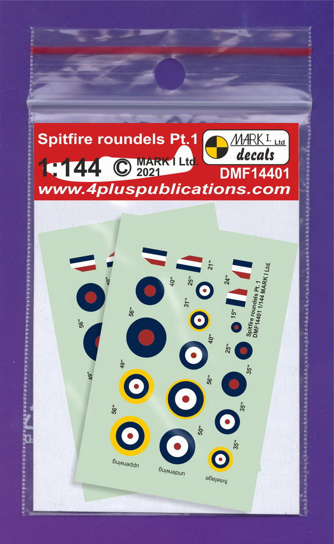 Mark I Decals DMF14401 1:144 Supermarine Spitfire roundels & fin flashes, Pt.1,
