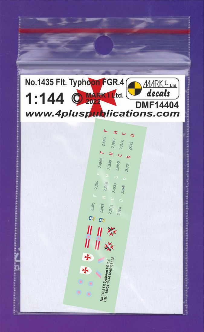 Mark I Decals DMF14404 1:144 No.1435 Flt. Typhoon FGR.4	Typhoon FGR.4s, based at RAF Mount Pleasant,