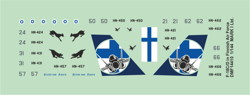 Mark I Decals DMF14410 1:144 F/A-18C/D Hornet in Finnish AF