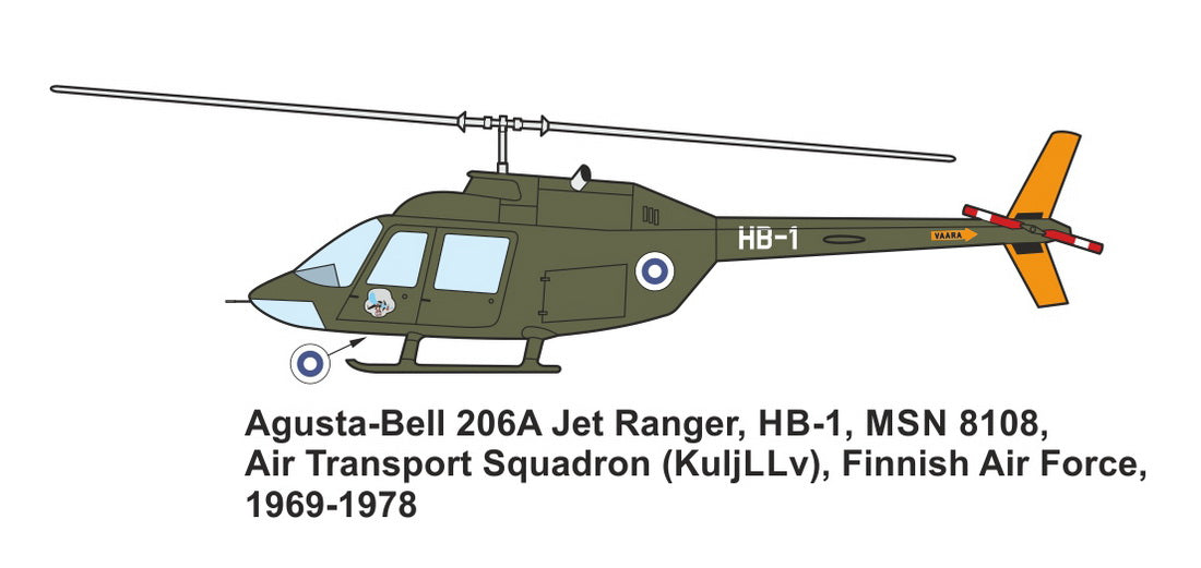 Mark I Decals DMF14412 1:144 Augusta-Bell AB-206A in Finnish AF (Bell OH-58A KIOWA)