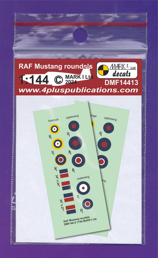 Mark I Decals DMF14413 1:144 RAF Mustang roundels & fin flashes, 2 sets