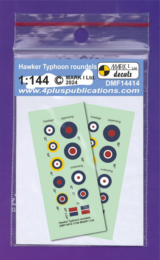 Mark I Decals DMF14414 1:144 Typhoon roundels & fin flashes, 2 sets