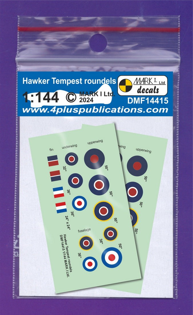 Mark I Decals DMF14415 1:144 Tempest roundels & fin flashes, 2 sets