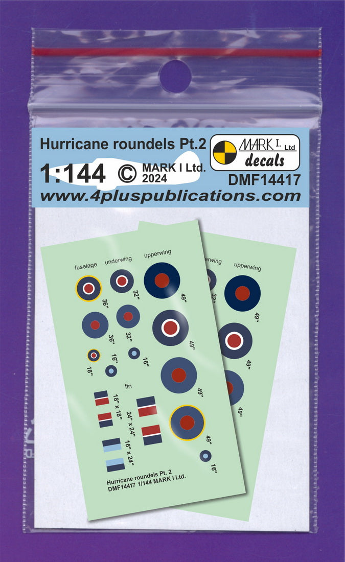 Mark I Decals DMF14417 1:144 Hurricane roundels & fin flashes (Pt.2), 2 sets