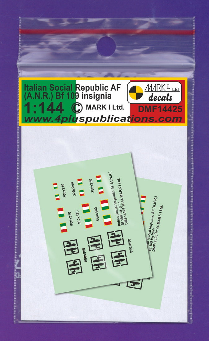 Mark I Decals DMF14425 1:144 Messerschmitt Bf-109 Italian Social Republic (ANR) Insignia, 2 sets