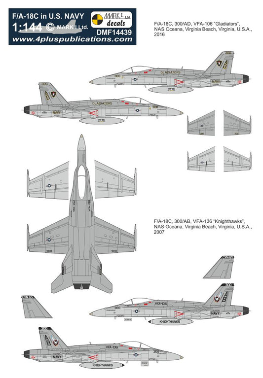 Mark I Decals DMF14439 1:144 Lockheed-Martin F/A-18C Hornet in US Navy