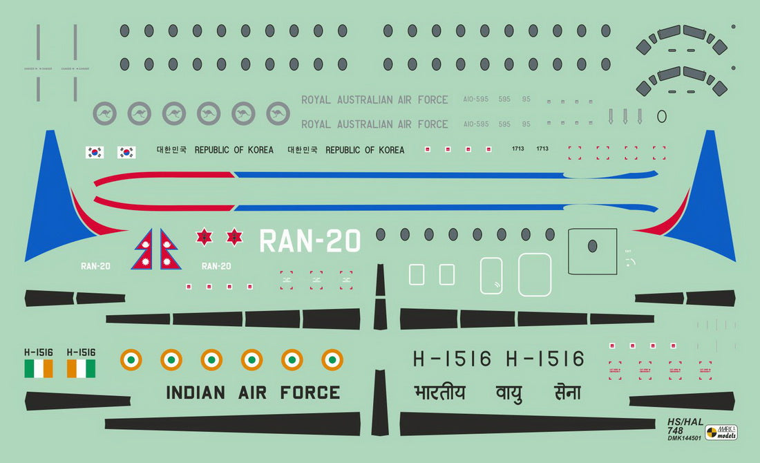 Mark I Decals DMK144-501 1:144 Hawker-Siddeley HS.748/HAL-748 'Andover Military', Pt.1