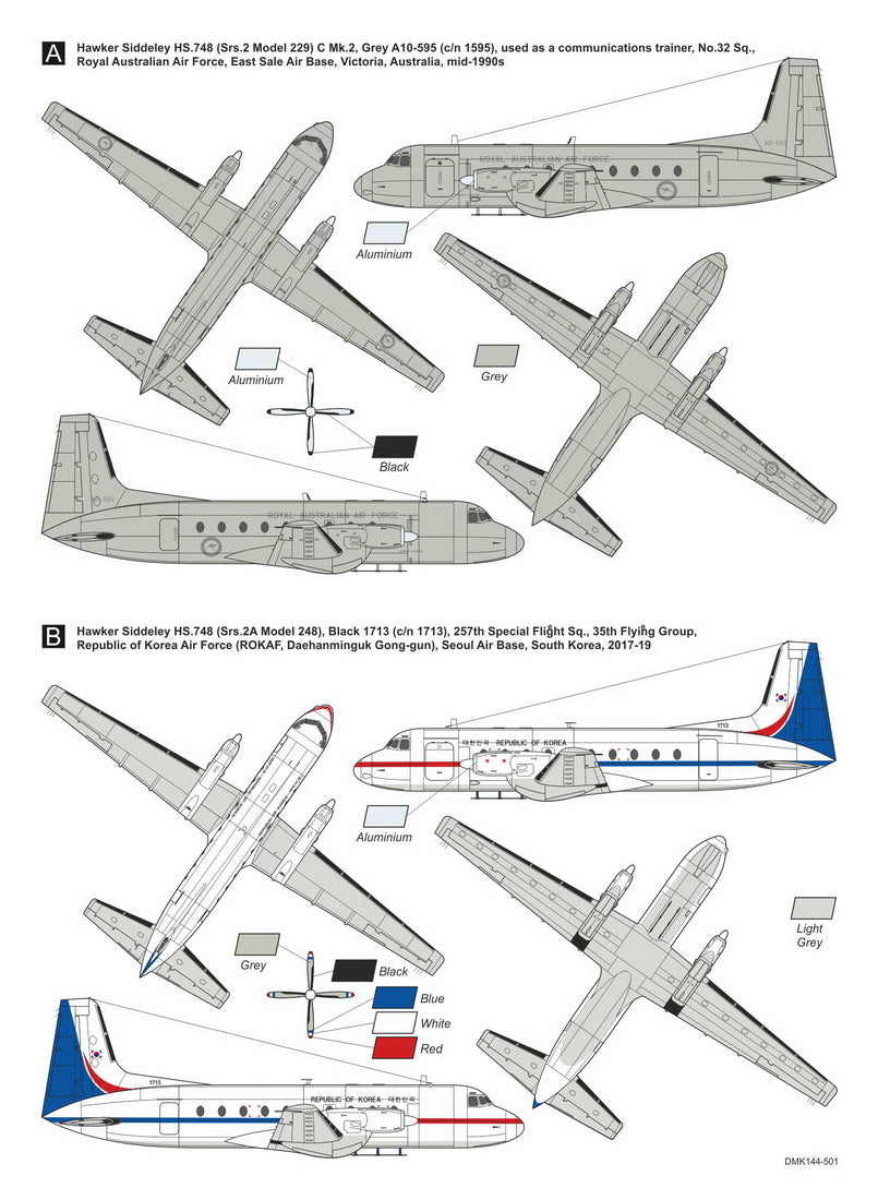 Mark I Decals DMK144-501 1:144 Hawker-Siddeley HS.748/HAL-748 'Andover Military', Pt.1