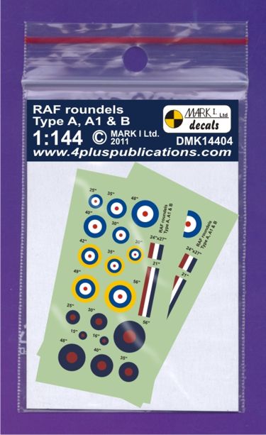 Mark I Decals DMK14404 1:144 RAF Type A, B roundels, 2 sets.