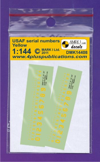 Mark I Decals DMK14408 1:144 USAF 3', 6', 12', ;24' Yellow serial numbers, 2 sets