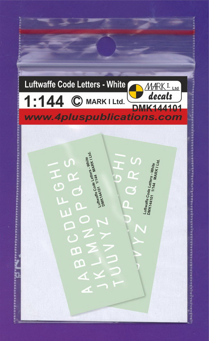 Mark I Decals DMK144101 1:144 Luftwaffe Code Letters - White, 2 sets