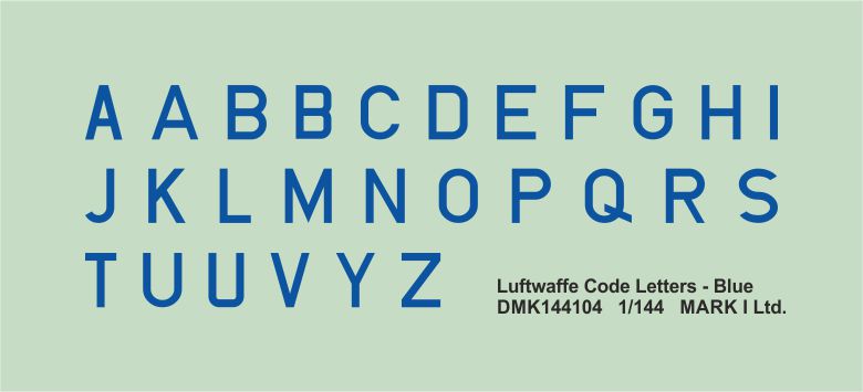 Mark I Decals DMK144104 1:144 Luftwaffe Code Letters - Blue, 2 sets