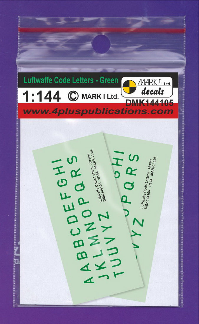 Mark I Decals DMK144105 1:144 Luftwaffe Code Letters - Green, 2 sets