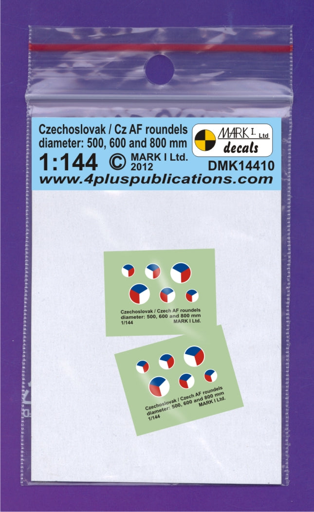 Mark I Decals DMK14410 1:144 Czechoslovak/CzAF roundels White outline (dia 500, 600, 800 mm), 2 sets