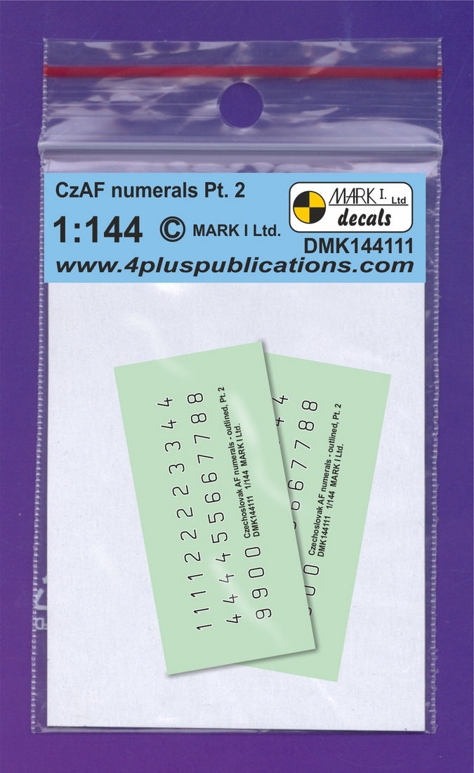Mark I Decals DMK144111 1:144 CzAF numerals - Black, White outline, Pt.2, 2 sets