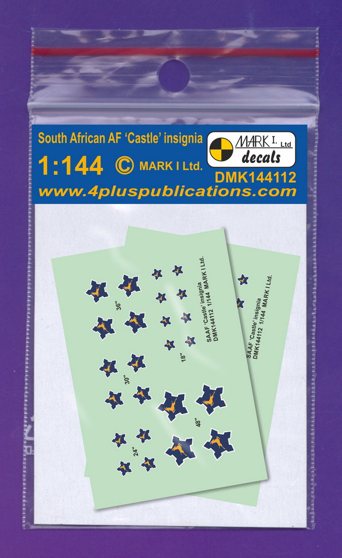 Mark I Decals DMK144112 1:144 SAAF 'Springbok and Castle' Insignia (1958-81), 2 sets