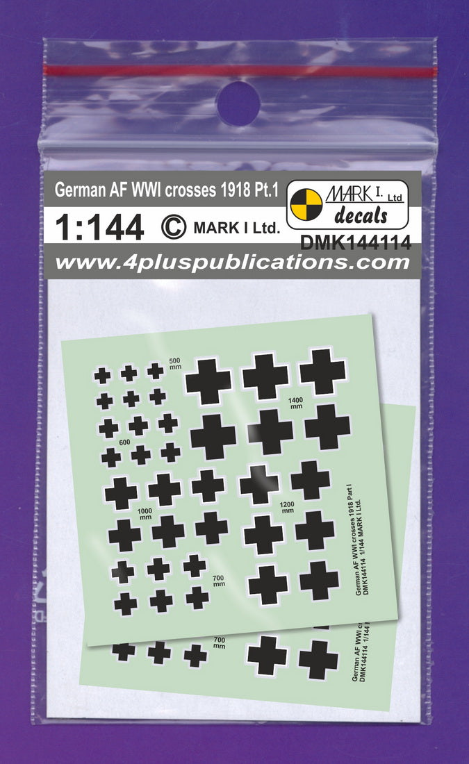 Mark I Decals DMK144114 1:144 German WWI crosses 1918, Pt.1, 2 sets