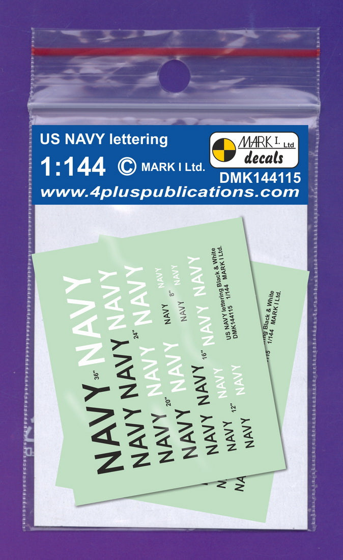 Mark I Decals DMK144115 1:144 US Navy lettering - Black & White, 2 sets
