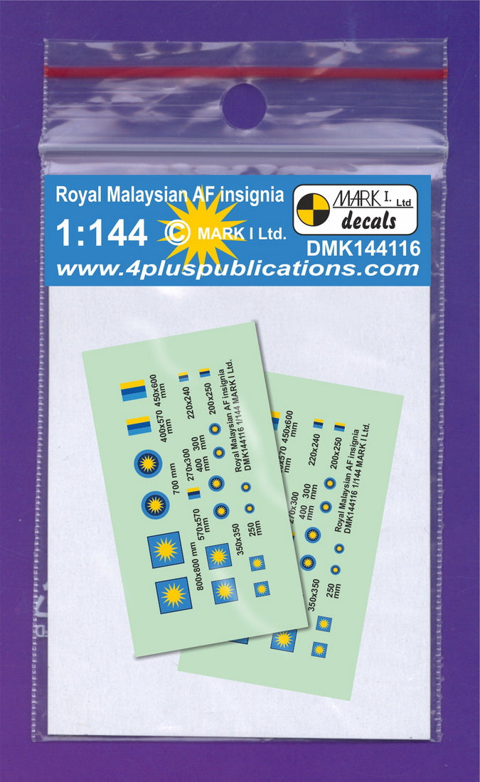 Mark I Decals DMK144116 1:144 Royal Malaysian AF Insignia, 2 sets