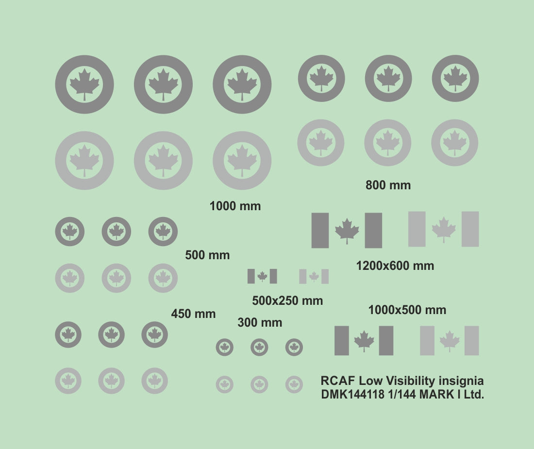 Mark I Decals DMK144118 1:144 RCAF Low-vis Insignia, 2 setsi