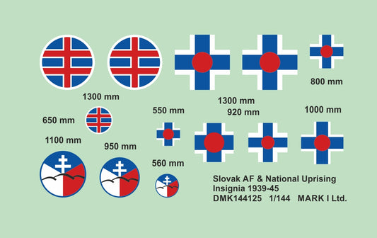 Mark I Decals DMK144125 1:100, 1:144, 1:72, 1:87 Slovak AF insignia 1939-45, 2 sets
