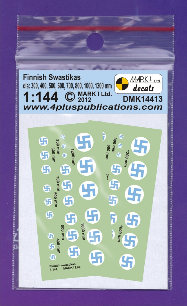 Mark I Decals DMK14413 1:144 Finnish Swastikas, 2 sets diameter: 300; 400; 500; 600; 700; 800; 1000; 1200