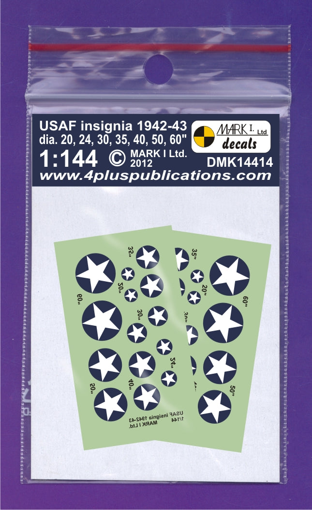 Mark I Decals DMK14414 1:144 USAF Insignia, 1942-43, 2 sets diameter: 20; 24; 30; 35; 40; 50; 60'