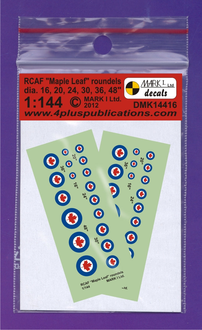 Mark I Decals DMK14416 1:144 RCAF Maple Leaf roundels, 2 sets diameter: 16; 20; 24; 30; 36; 48'