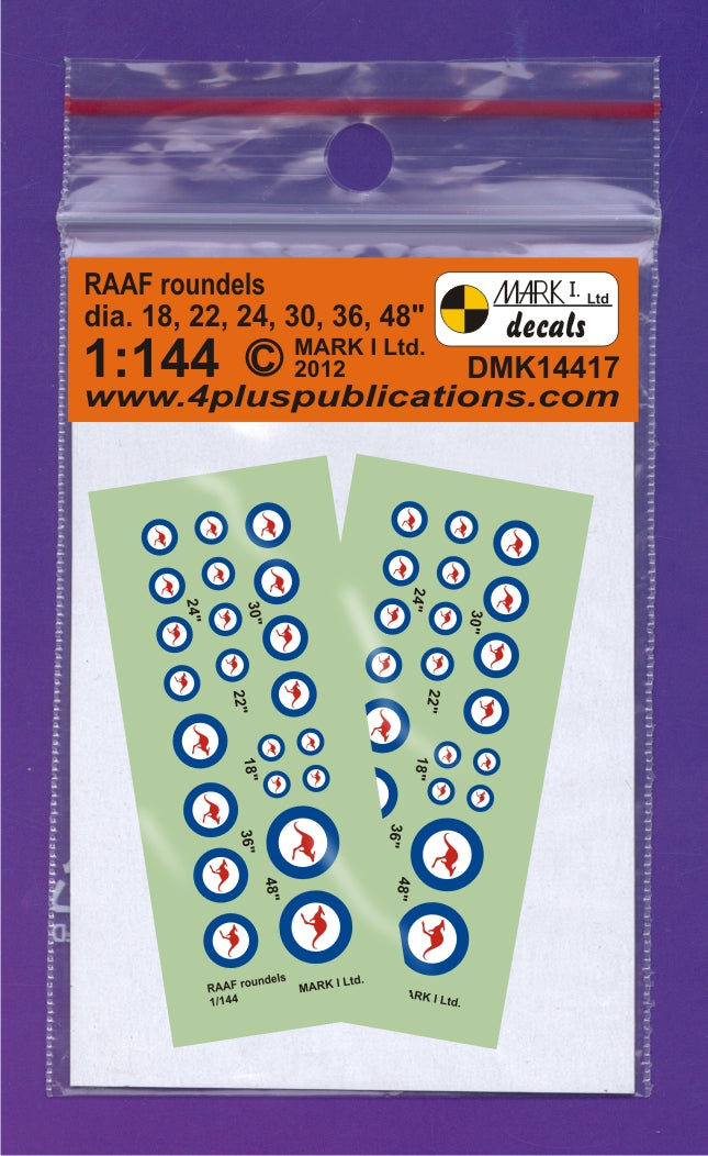 Mark I Decals DMK14417 1:144 RAAF roundels, 2 sets diameter: 18; 22; 24; 30; 36; 48'