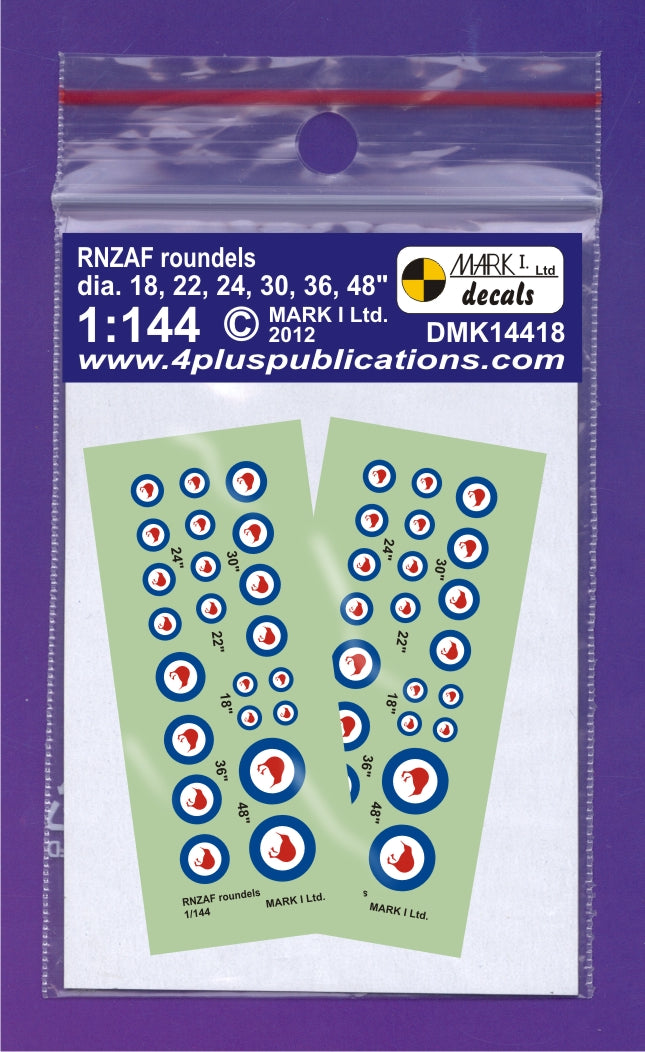 Mark I Decals DMK14418 1:144 RNZAF roundels, 2 sets diameter: 18; 22; 24; 30; 36; 48'