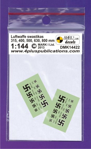 Mark I Decals DMK14422 1:144 Luftwaffe/German Swastikas (size: 315, 400, 500, 630, 800 mm), 2 sets