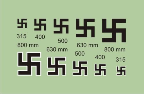 Mark I Decals DMK14422 1:144 Luftwaffe/German Swastikas (size: 315, 400, 500, 630, 800 mm), 2 sets
