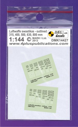 Mark I Decals DMK14427 1:144 Luftwaffe Swastikas, Outlined (size: 315;400;500;630;800 mm), 2 sets