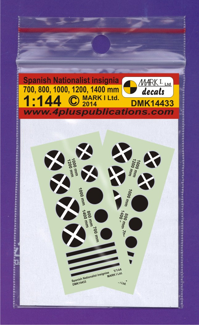 Mark I Decals DMK14433 1:144 Spanish Nationalist Insignia (diameter: 700;800;1000;1200;1400 mm), 2 sets