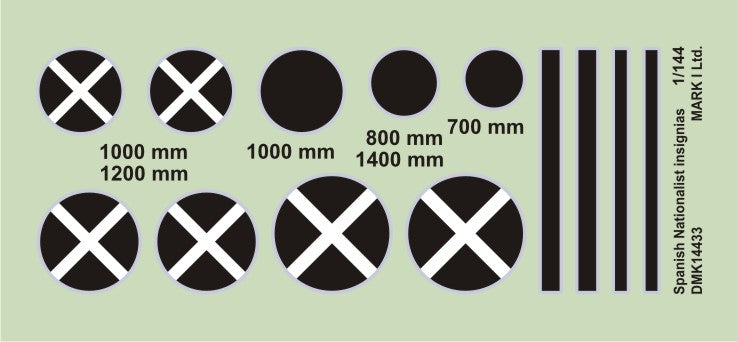 Mark I Decals DMK14433 1:144 Spanish Nationalist Insignia (diameter: 700;800;1000;1200;1400 mm), 2 sets
