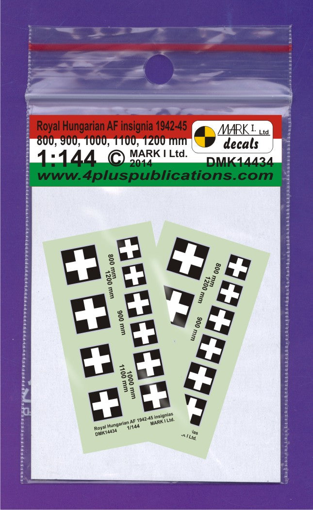 Mark I Decals DMK14434 1:144 Royal Hungarian Air Force Insignia 1942-45 (size: 800, 900, 1000, 1100, 1200 mm), 2 sets