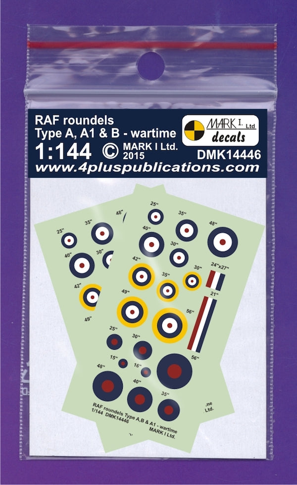 Mark I Decals DMK14446 1:144 RAF WWII roundels Type A, A1, B, 2 sets