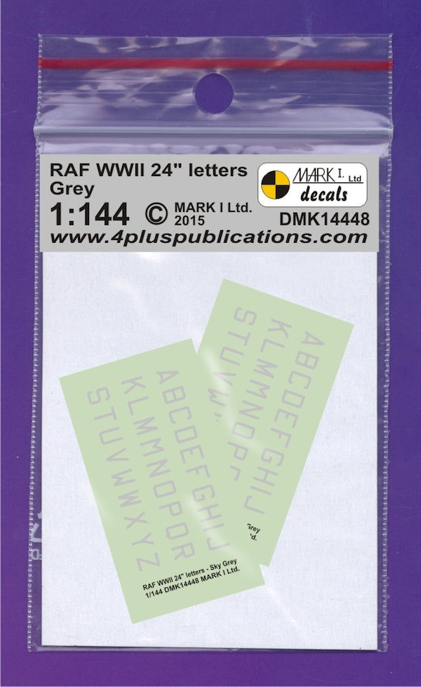Mark I Decals DMK14448 1:144 RAF WWII 24 inches Grey letters, 2 sets scale height: 4.2 mm