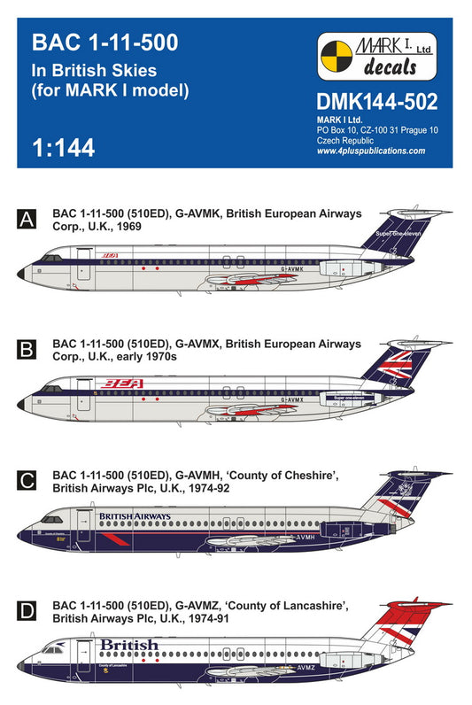 Mark I Decals DMK144502 1:144 BAC 1-11-500 ‘In British Skies’