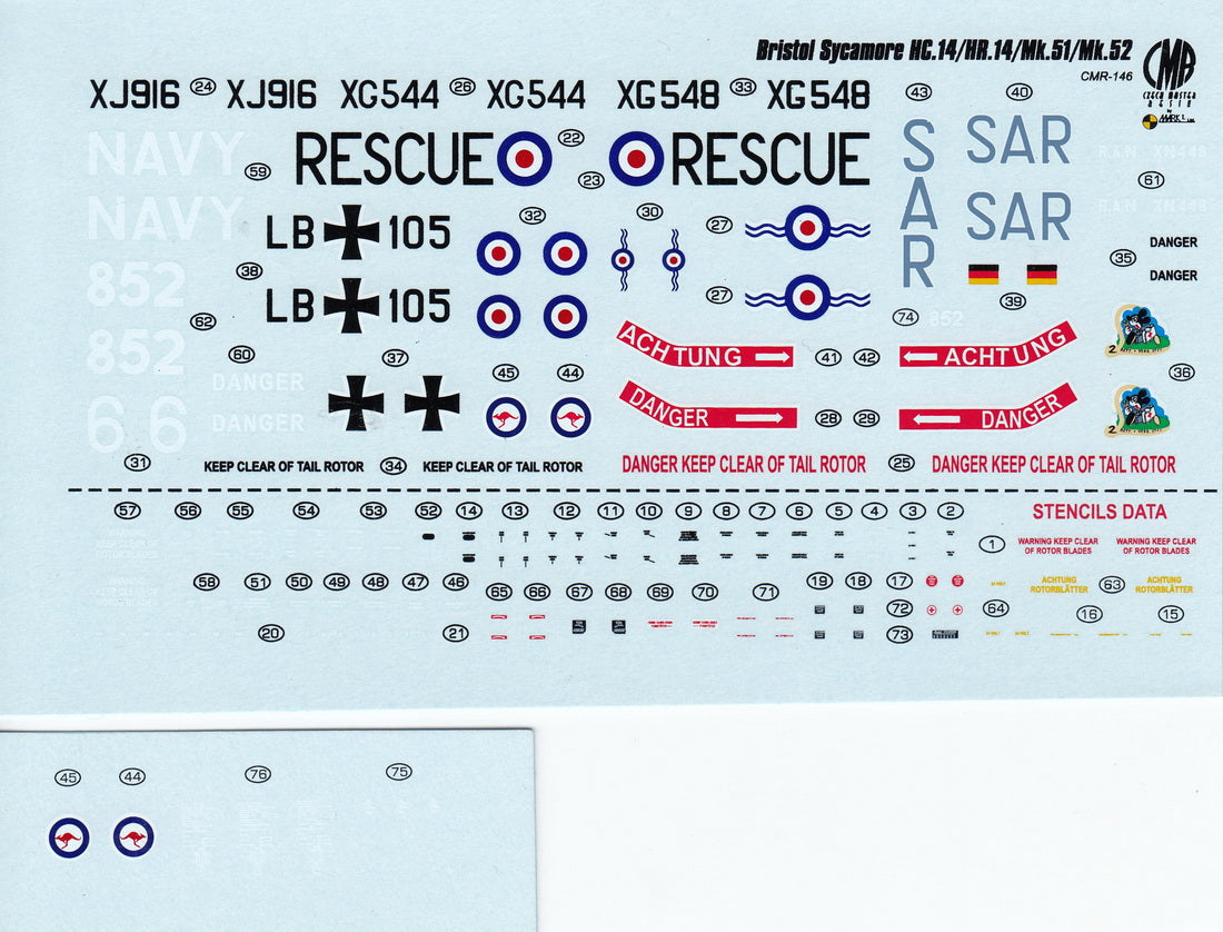 Mark I Decals DMK7211 1:72 Bristol Sycamore (5x camo schemes)