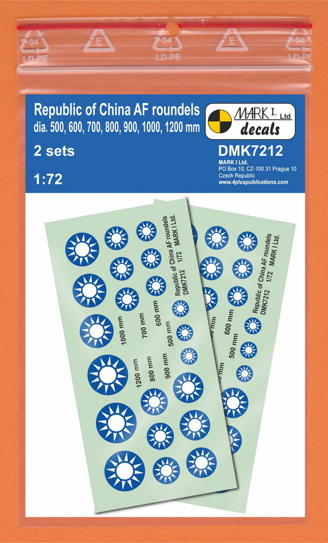 Mark I Decals DMK7212 1:72 ROCAF/Republic Of China Air Force roundels, 2 sets